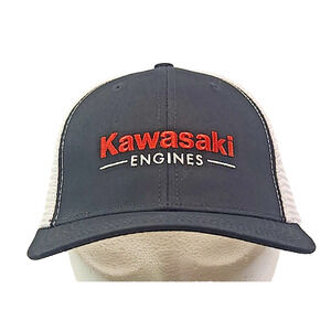 Kawasaki Engines Mesh Trucker Snapback Hat Black & White OSFA Mower-Motorcycle